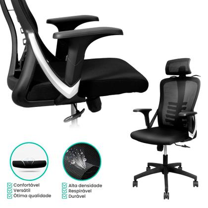 Imagem de Cadeira de Escritório Presidente Ergonômica Reclinável Com Trava e Cabideiro ERGO BASIC Crivelo