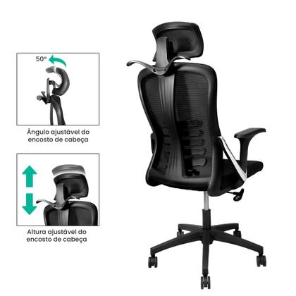 Imagem de Cadeira de Escritório Presidente Ergonômica Reclinável Com Trava e Cabideiro ERGO BASIC Crivelo