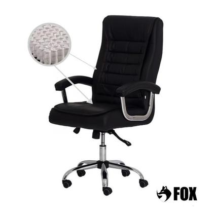 Imagem de Cadeira de Escritório Presidente Fox Base Cromada com Rodinha Molas Ensacadas Preta - UT-C351