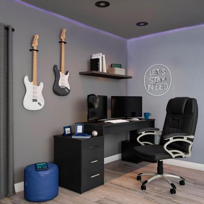 Imagem de Cadeira de Escritório Presidente Giratória Clark Preta e Dourada