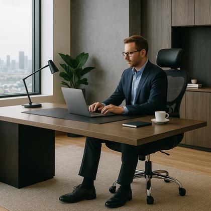 Imagem de Cadeira De Escritório Presidente Giratória Ergonômica 130kg