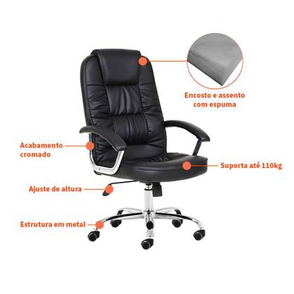 Cadeira de Escritório Presidente Giratória Finland Preta - Mobly Imagem de Cadeira de Escritório Presidente Giratória Finland Preta