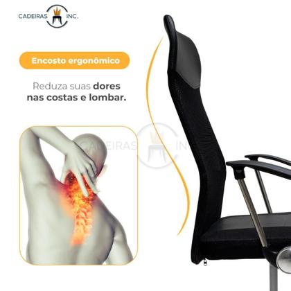 Imagem de Cadeira de Escritório Presidente Giratória Preta Tela Mesh