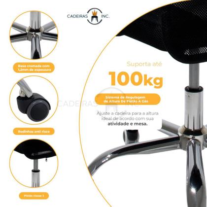 Imagem de Cadeira de Escritório Presidente Giratória Preta Tela Mesh