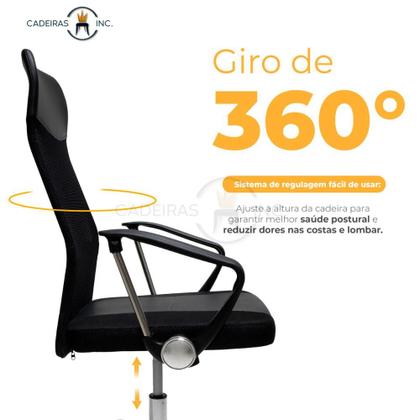 Imagem de Cadeira de Escritório Presidente Giratória Preta Tela Mesh