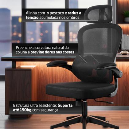 Imagem de Cadeira de Escritório Presidente Reclinável Ergonômica 150kg Home Office Belmóveis BM1