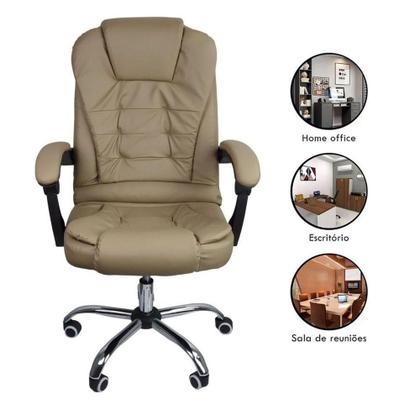 Imagem de Cadeira De Escritório Presidente Reclinável Ergonômica Bege
