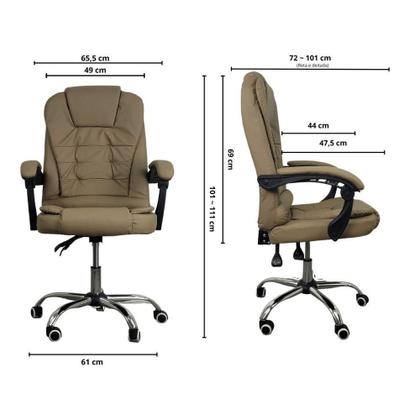 Imagem de Cadeira De Escritório Presidente Reclinável Ergonômica Bege