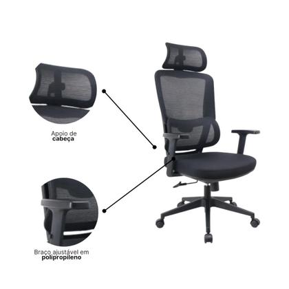 Imagem de Cadeira de Escritório Presidente Titan Encosto de Cabeça Ajustável Premium