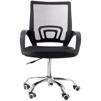 Imagem de Cadeira De Escritório Secretária Base Cromada Com Rodinha Fortt Roma Preta - Csf06-p