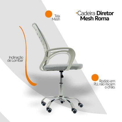 Imagem de Cadeira de Escritório Secretaria Diretor Roma Ergonômica - Branca