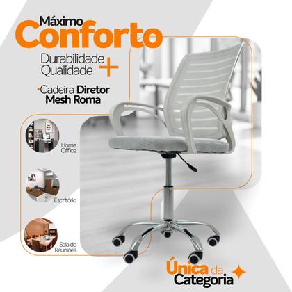 Imagem de Cadeira de Escritório Secretaria Diretor Roma Ergonômica - Branca
