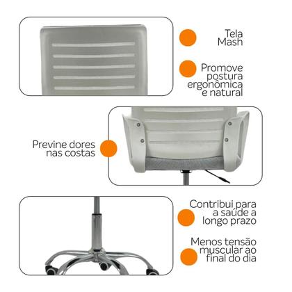 Imagem de Cadeira de Escritório Secretaria Diretor Roma Ergonômica - Branca