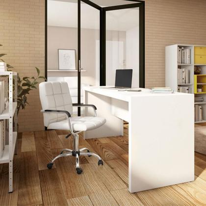 Imagem de Cadeira de Escritório Secretária Giratória Fitz Branca