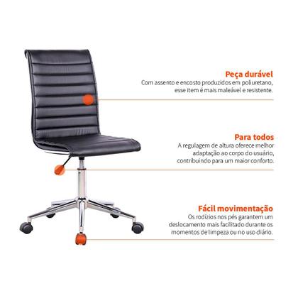 Imagem de Cadeira de Escritório Secretária Giratória Marilyn Preta