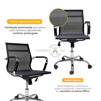 Imagem de Cadeira de Escritório Simples Tela Mesh Diretor Preta