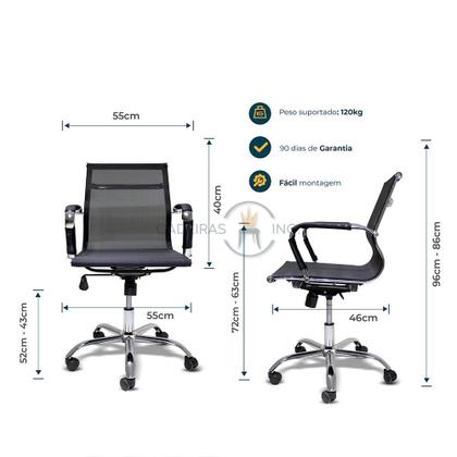 Imagem de Cadeira de Escritório Simples Tela Mesh Diretor Preta