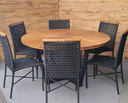 Imagem de Cadeira de Jantar Alumínio Preto e Corda Naútica Preta Marina Area Externa