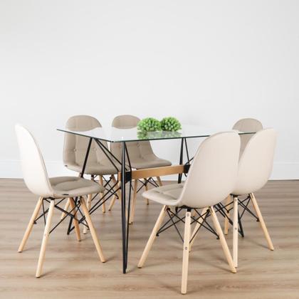 Imagem de Cadeira De Jantar Eiffel Botone Pu Nude Rivatti Kit 4 Unid