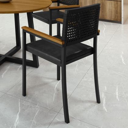 Imagem de Cadeira de Jantar Estofada com Braços Madri Preto