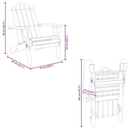 Imagem de Cadeira de jardim VidaXL Adirondack Dobrável em Madeira de Acácia Sólida Marrom