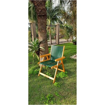Imagem de Cadeira De Madeira Dobrável Para Lazer Jardim Praia Piscina Camping Verde - AMZ