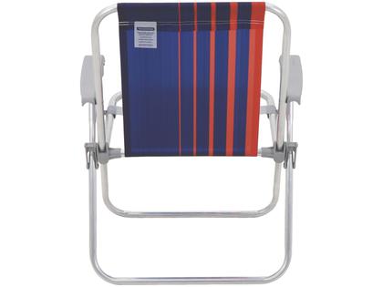 Imagem de Cadeira de Praia Alta Tramontina Basic Samoa Azul Escuro e Laranja