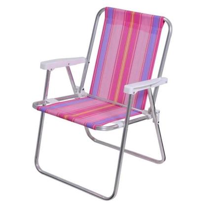 Imagem de Cadeira de Praia e Piscina Alta em Alumínio Kit 4 Peças Cores Variadas 25500 BEL