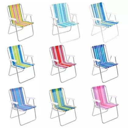 Imagem de Cadeira de Praia e Piscina Alta em Alumínio Kit 4 Peças Cores Variadas 25500 BEL