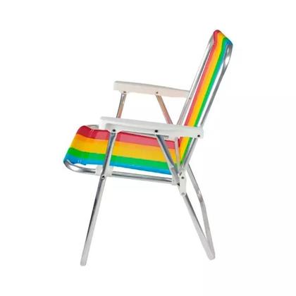 Imagem de Cadeira de Praia e Piscina Alta em Alumínio Kit 4 Peças Cores Variadas 25500 BEL