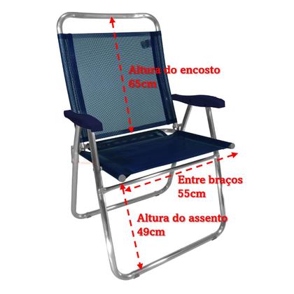 Imagem de Cadeira De Praia King Oversize Alumínio Até 140Kg Camping - Zaka