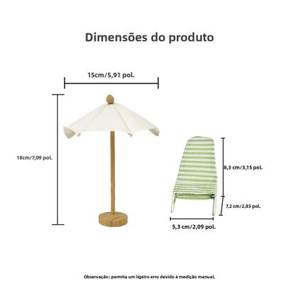 Imagem de Cadeira De Praia Miniatura 1:12 Em Ferro Forjado Com Guarda-Sol De Madeira Para Decorações De Festa