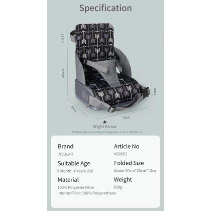 Imagem de Cadeira De Refeição Dobrável Antiderrapante Para Bebês Com Almofada Alta, Assento Portátil Infantil