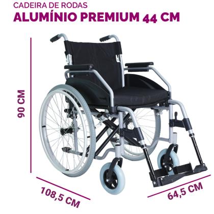 Imagem de Cadeira de Rodas Aluminio Dobravel 150kg com Assento 44cm