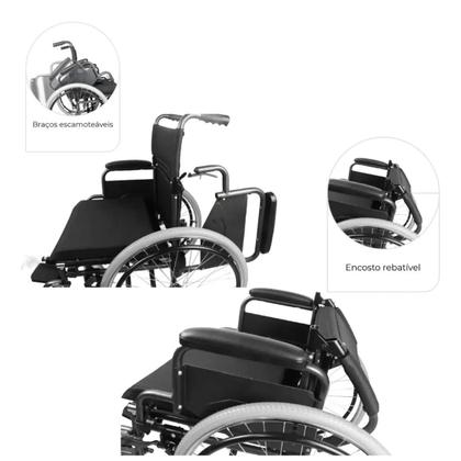 Imagem de Cadeira De Rodas Dobrável Aço D400 até 120kg Resistente com Braço Ajustável Dellamed