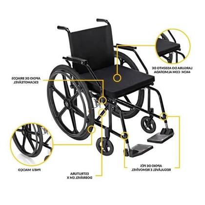 Imagem de Cadeira de Rodas Dobrável Com Almofada Prática Confortável