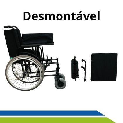 Imagem de Cadeira de Rodas Dobrável Desmontável em Aço Carbono Obeso e Idoso até 200kg Pneu Antifuro Ortomobil