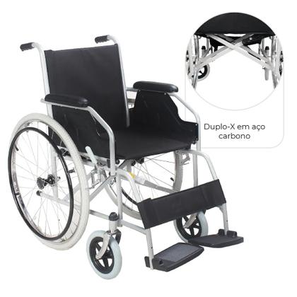 Imagem de Cadeira de Rodas Dobrável em Aço Carbono D100 Dellamed  Resistente e Funcional