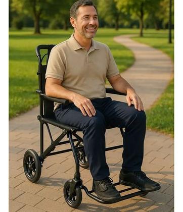 Imagem de Cadeira De Rodas Dobrável Leve Compacta Transporte Pequena Preto