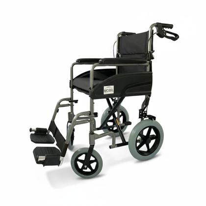Imagem de Cadeira de Rodas Idoso Alumínio Dobrável 100kg Leve AntiFuro Manual Independente Resistente Preto Suporte Apoio Mobilidade Adulto Deficiente