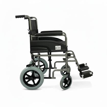 Imagem de Cadeira de Rodas Idoso Alumínio Dobrável 100kg Leve AntiFuro Manual Independente Resistente Preto Suporte Apoio Mobilidade Adulto Deficiente