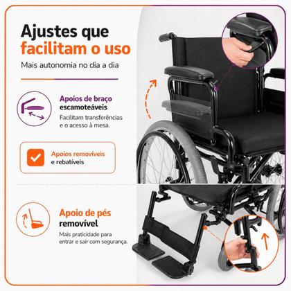 Imagem de Cadeira De Rodas Modelo D400 Dobrável Até 120Kg Dellamed
