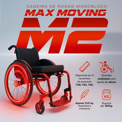 Imagem de Cadeira de Rodas Monobloco em Alumínio M2 Max Moving Tam 38 Dellamed