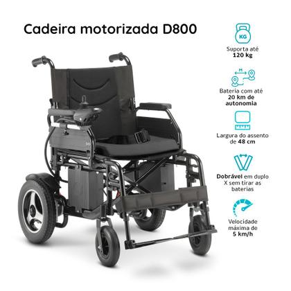 Imagem de Cadeira de Rodas Motorizada Dobrável até 120 kg Assento de 48 cm D800 Dellamed
