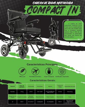 Imagem de Cadeira de Rodas Motorizada Dobrável Compact In Power Lite Super Leve e Confortável