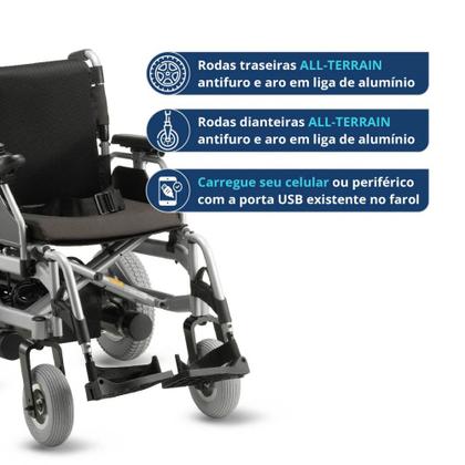 Cadeira de Rodas Motorizada em Alumínio Dobrável até 120 Kg D1000 Dellamed Imagem de Cadeira de Rodas Motorizada em Alumínio Dobrável até 120 Kg D1000 Dellamed