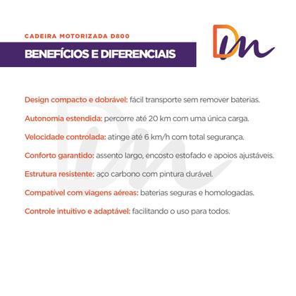 Imagem de Cadeira de Rodas Motorizada Modelo D800 Até 120 Kg - Dellamed