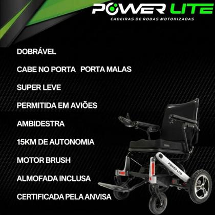 Imagem de Cadeira De Rodas Motorizada POP Power Lite Elétrica Dobrável até 110 kg Leve Compacta