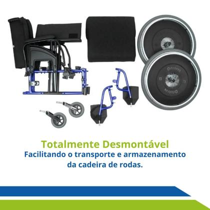 Imagem de Cadeira de Rodas Ortobras AVD Dobrável em Alumínio Leve  Ideal para Idoso, PósOperatório e Fratura