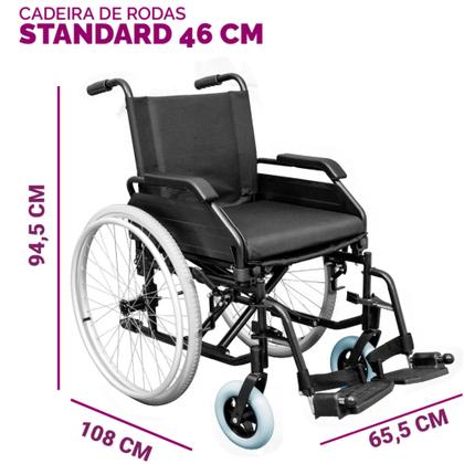 Imagem de Cadeira de Rodas para Idosos Aço Carbono 125kg C/ Assento 46cm